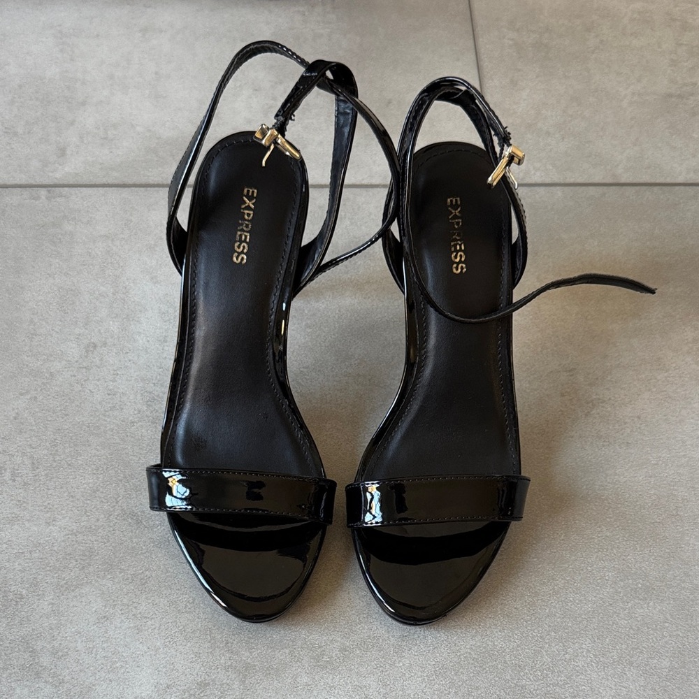 Express Glossy Black Heels for Women